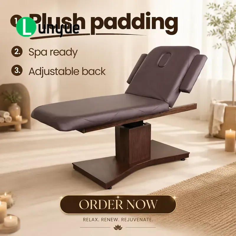 Spa Wellness Gym - Elektrische massagetafel, bank met houten onderstel,