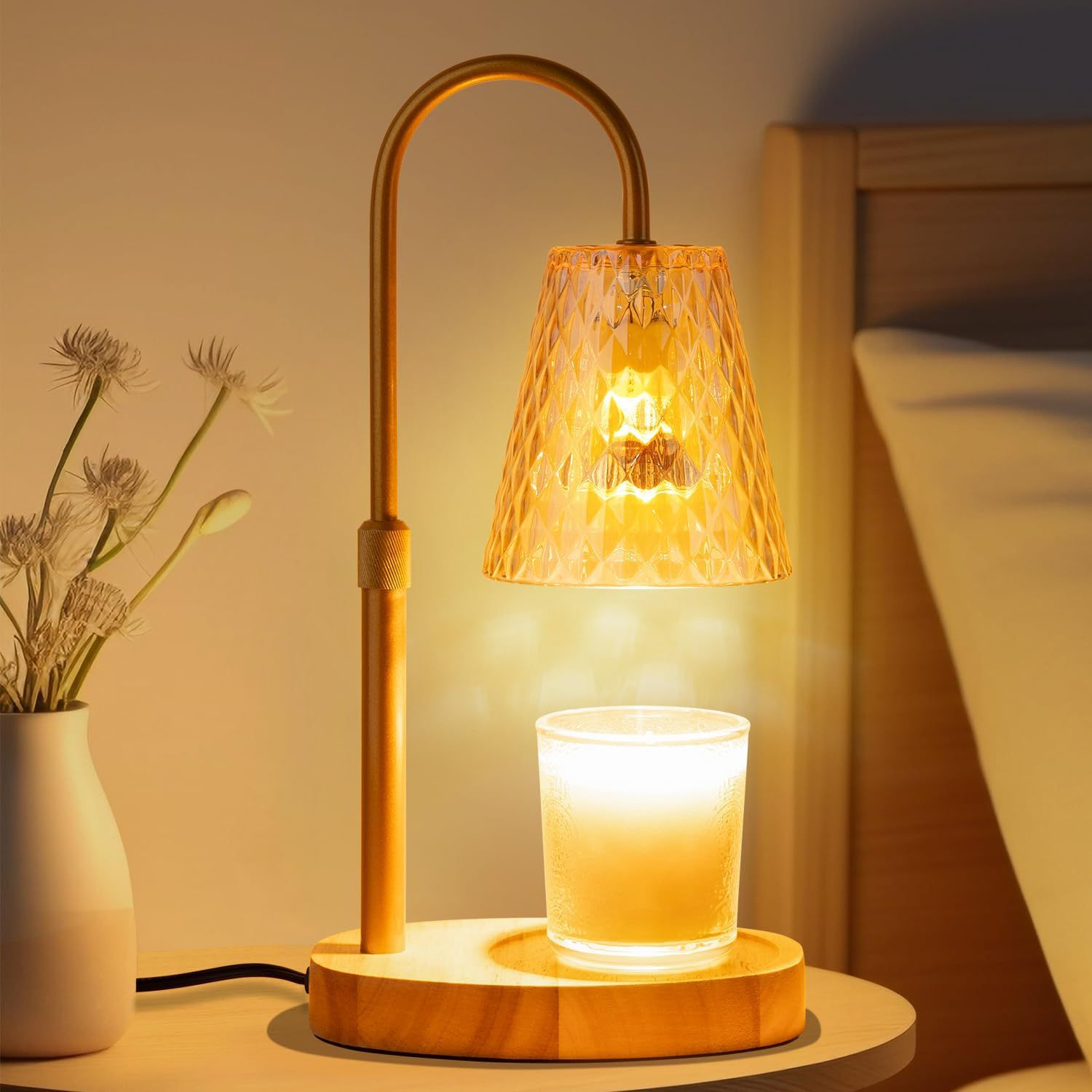 Wax Warmer - Vlamloze waxmelt-warmelamp met glazen kap, retro